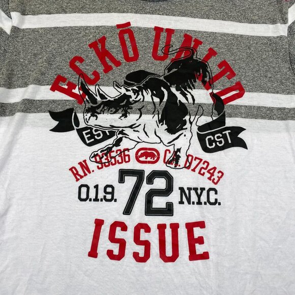 Ecko Unltd Mens Graphic T-Shirt 3XL Gray White Red Rhino Design Casual - Picture 6 of 7